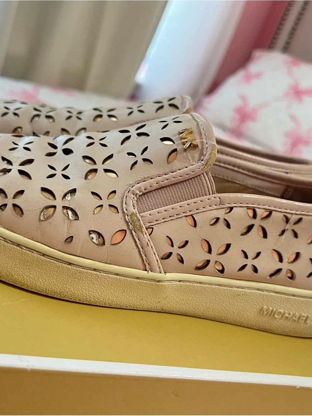 Michael Kors Pink Perforated Slip-On Sneakers